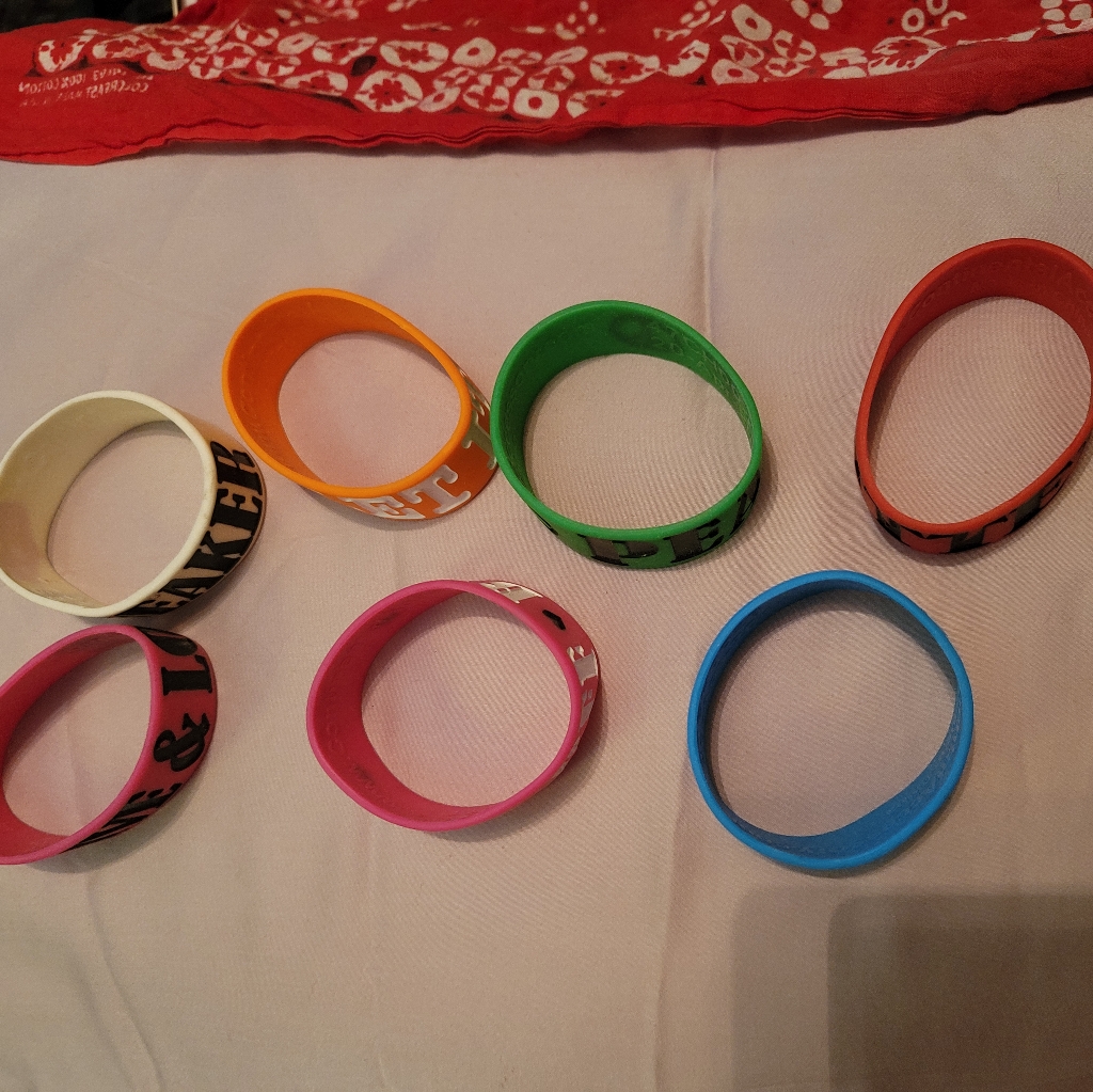Set Of 7 Graphic Bracelets- See Description